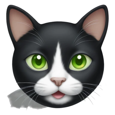 a black cat with light green eyes and white lips sticker