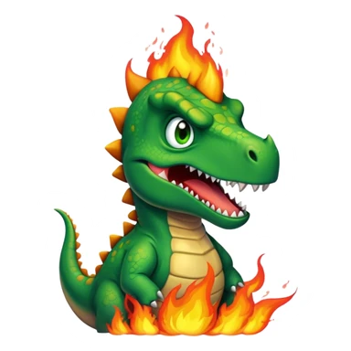 angry office dinosaur in a fire sticker