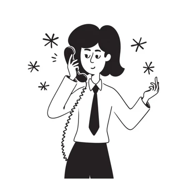 Business person with telephone and snowflakes around, representing a cold call sticker