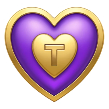 The golden Letter “t” inside a Purple Heart sticker