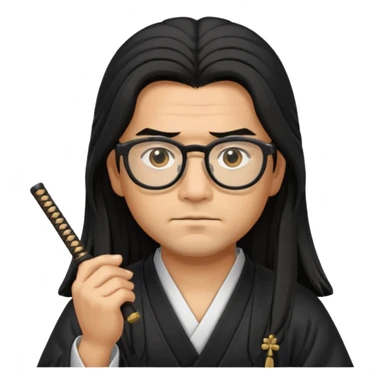 Long Haired Samurai with Glasses,Long-haired ronin adjusting spectacles sticker