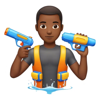 Black man holding a water gun  sticker