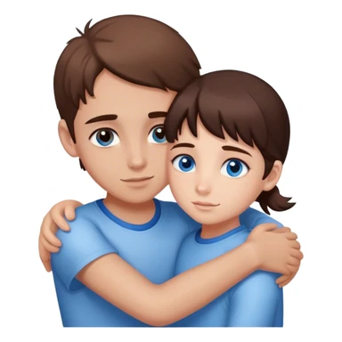 Girl with brown eyes hugging boy with blue eyes  sticker