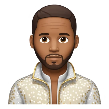 R Kelly with dark brown hair, white sequin outfit sticker