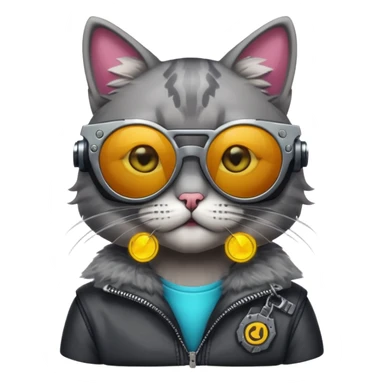 Cat wearing cyberpunk sunglasses sticker
