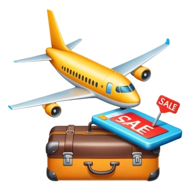 Tour sale with suitcase, airplane and discount tag sticker