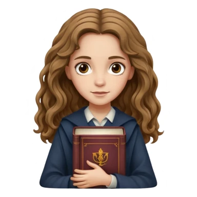 Hermione Granger with long wavy holding A stack of old books sticker