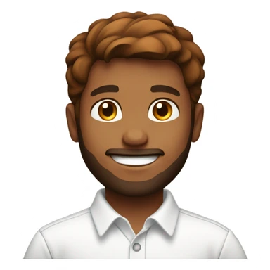 smiling boy in white shirt with brown hair and brown/red beard sticker