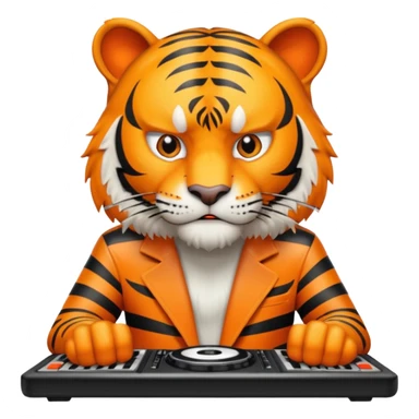 Un tigre enfadado con una mesa de dj  sticker