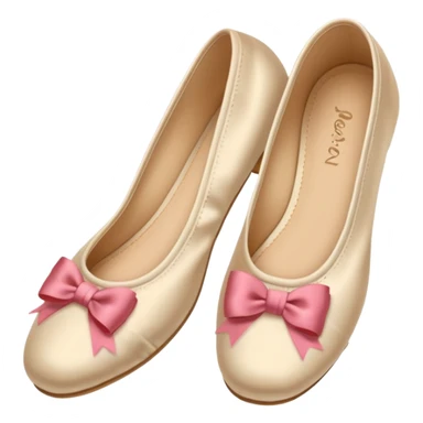 Beige silk ballerina shoes with bows sticker