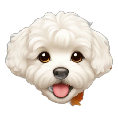 White maltipoo with autumn leaves in mouth sticker