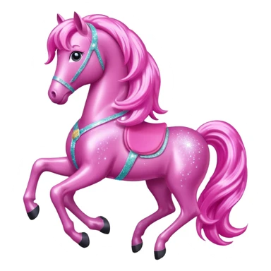 a pink barbie sparkling horse emoji sticker