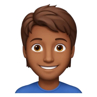 Color de piel moreno los ojos ke sean de estrella riéndose y pelo café hombre  el pelo asialado🤩pelo asía a bajo o y los ojos de estrellas sticker