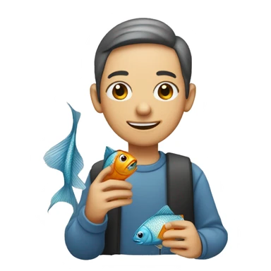 personnes avec un bocal a poisson dans les mains sticker