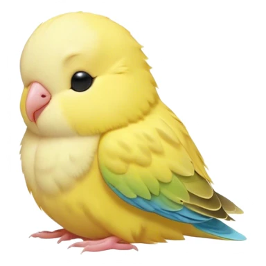 Meme-Worthy Cute Sleeping Yellow Budgie Portrait Emoji, Head resting peacefully with a contented smile, showcasing a petite, delicate build and a luxuriously soft yellow feathered fur, eyes shut in a serene nap, Simplified yet hilariously adorable features, highly detailed, glowing with a soft, drowsy light, high shine, relaxed and utterly lovable, stylized with an air of playful laziness, bright and heartwarming, soft glowing outline, capturing the essence of a comically sleepy budgie, so meme-worthy it feels like it could instantly become the next viral sensation of adorable slumber! sticker