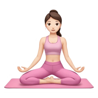 white brunette girl in light pink workout clothes stretching yoga mat sticker