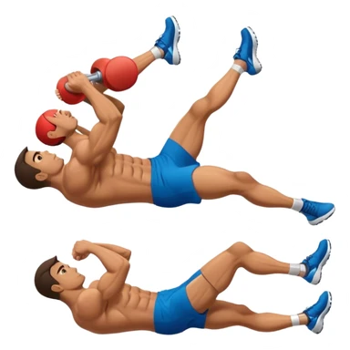 side-view of guy doing decline abdominal Crunches with sixpack sticker