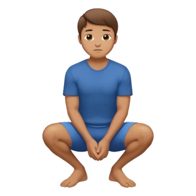 A regular man squatting with his hands on his knees sticker