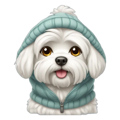 Maltese dog in warm winter clothes sticker