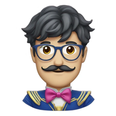 glasses and mustache man wearing Sailor Moon costume’s sticker