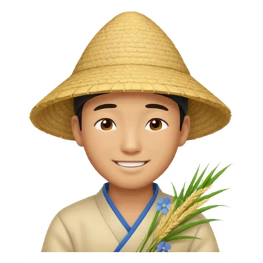 Asian guy with a rice hat, eyes closed sticker