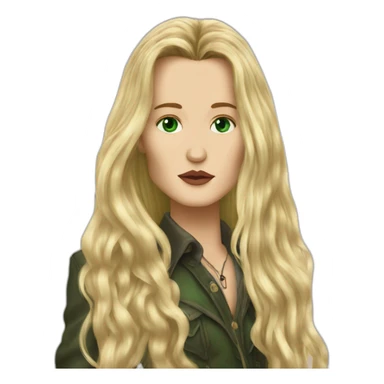 Johnny Depp kiss blond woman with green eyes amd very very very long hair sticker