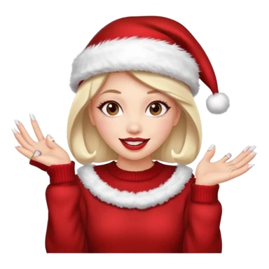 Sassy, cunty, girly Santa with big lips, fake nails, and a sweater, and a santa hat sticker