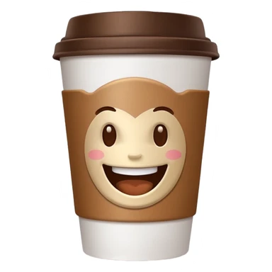 one coffe take away cup with coffee and a smiling mouth  sticker