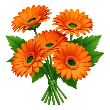 bouquet Vibrant Orange Gerbera Daisy, luxuriant, leaf, bud sticker