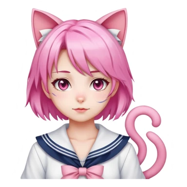 anime cat girl with a sailor outfit and pink hair and cat ears sticker