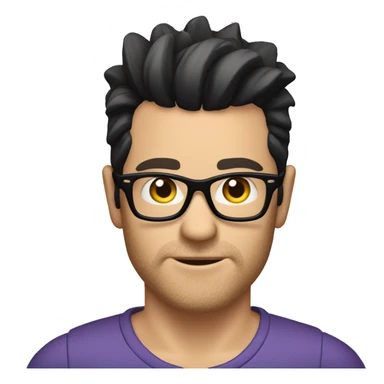 A tanned handsome white man with black hair, dark glasses and a small beard, a small mohawk hairstyle sticker