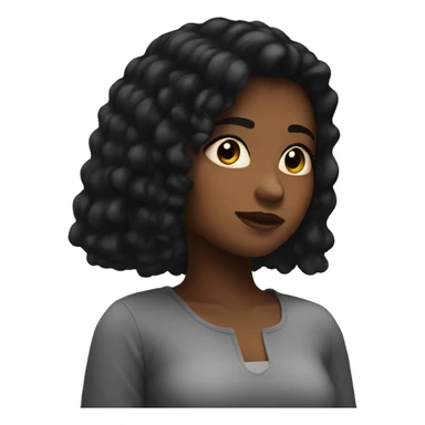 Girl with black hair looking at a sunset sticker