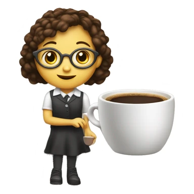 A little girl as high as a coffee cup, pushing a cup of hot coffee onto the stage and saying: my teacher, thank you! sticker