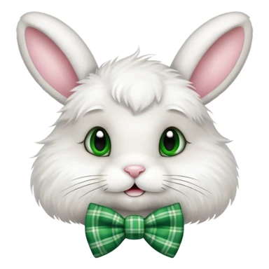 cute Easter bunny with a green plaid bow tie sticker