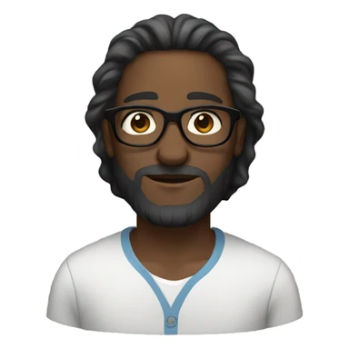 Brown dark skinned man with long hair with round glasses and beard  sticker