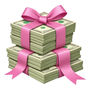 pilha de dinheiro com um laço rosa  sticker