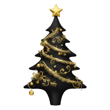 black christmas tree with gold ornaments  sticker