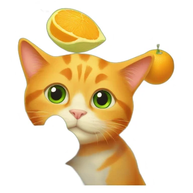 orange cat with one green frog friend sticker