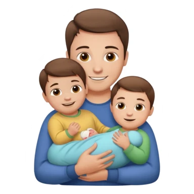 "Man with short brown hair and fair skin, without a mustache, holding a one baby, smiling." sticker