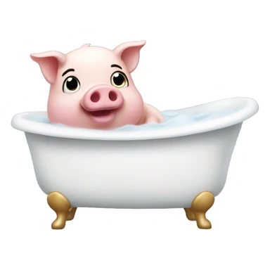 Cute little piggy in the bathtub sticker