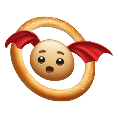 flying bagel with a red cape sticker