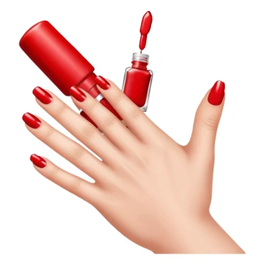 hand with painted nails and nail polish bottle sticker