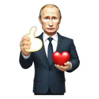 Vladimir Putin holds a heart in his hand sticker