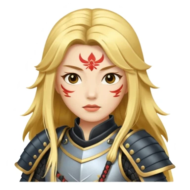 Lady samurai with long golden hair and white skin sticker