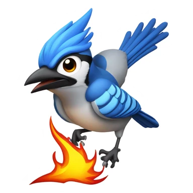 Bluejay shooting fire out of his mouth sticker