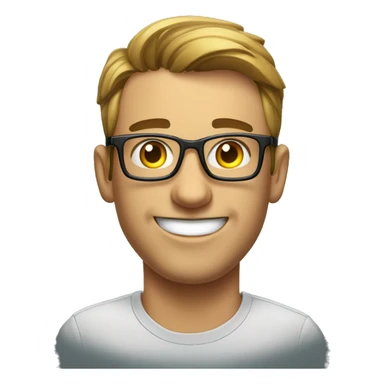 a geeky bachelor handsome guy who loves tech and social impact with a shirt "brinc" written on it sticker