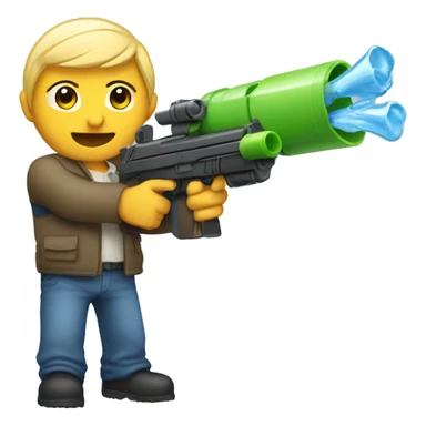 Yusuf Dikec aiming a water gun sticker