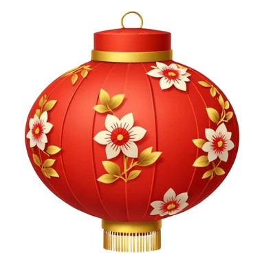 cute chinese red lantern with floral decoratons sticker