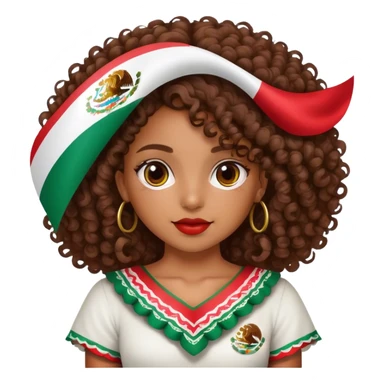 Chica morena con rizos y con una bandera de México  sticker