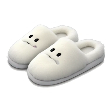 Fluffy white slip-on bath slippers sticker